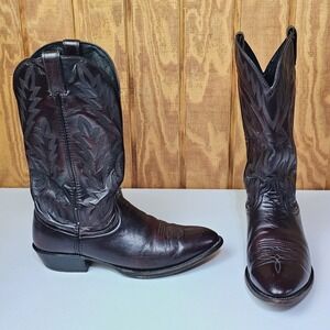 JB Dillon Mens Western Cowboy Boots Size 10.5 D Leather Black Cherry